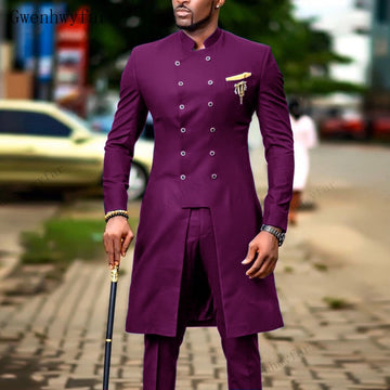 Aidase Suits for Men Groom Tuxedo  Indian Wedding Wear Casual Man Blazer Men Burgundy Suit Slim Wedding Suits (Jacket+Pants) aidase-shop
